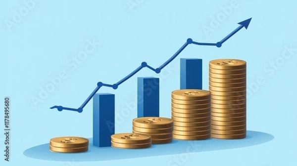 Fototapeta Financial Growth and Investment Success:  A Visual Representation of Increasing Profits and Wealth Accumulation