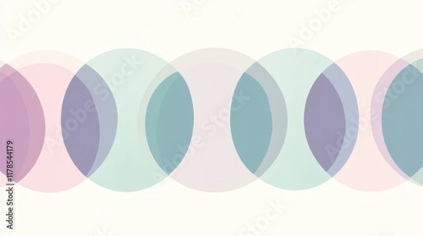 Fototapeta Symmetrical arrangement of soft lavender and teal shapes with softly fading edges for a minimalist aesthetic