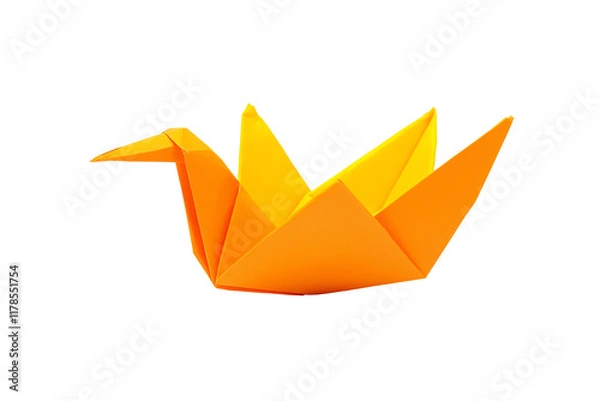 Obraz A vibrant orange origami swan, showcasing intricate folds and a sleek design.