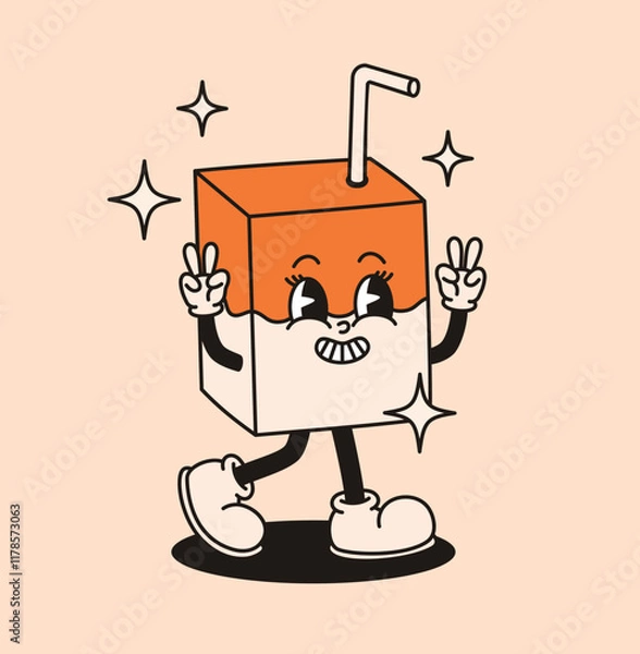 Obraz Groovy retro character juice. Flat vector illustration.