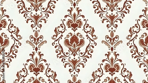 Fototapeta Intricate Seamless Damask Pattern for Curtains and Slipcovers