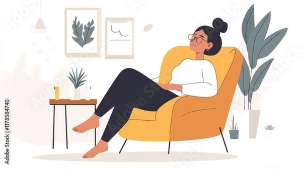 Fototapeta Serene Woman Finding Comfort in Therapy Session in a Cozy and Supportive Environment