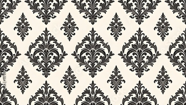 Fototapeta Repetitive Baroque Damask Design for Seamless Fabric Applications