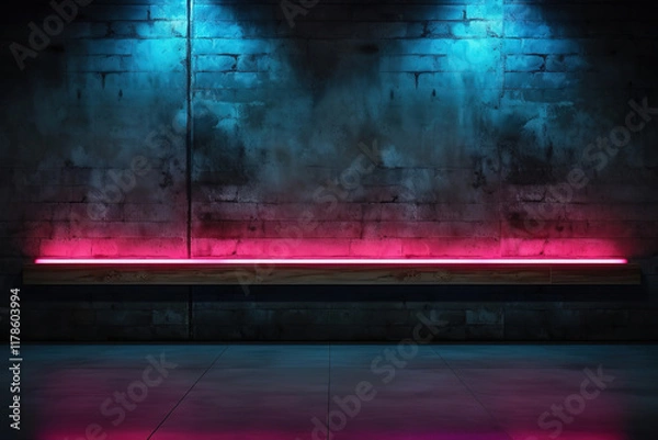 Fototapeta Wonderful neon wall texture background colorful spot light