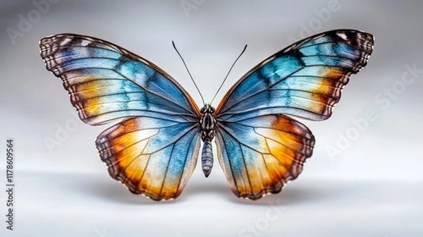 Fototapeta Colorful watercolor butterfly art nature photography studio setting artistic perspective beautiful insect display