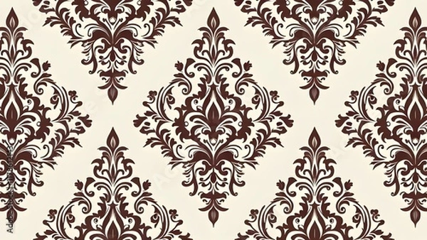 Fototapeta Seamless Vector Damask Pattern with Baroque Floral Elements