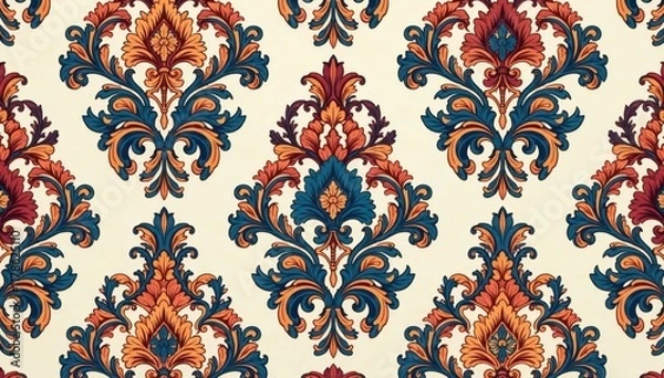 Obraz Elegant, repeating damask pattern in seamless design , gold, pattern