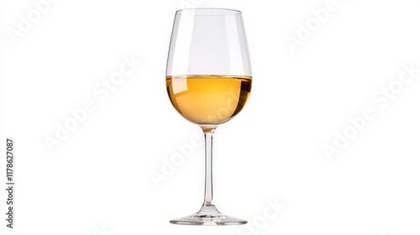 Obraz Isolated Glass of White Wine on a White Background