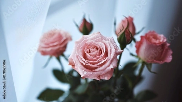 Obraz pink rose on a black background