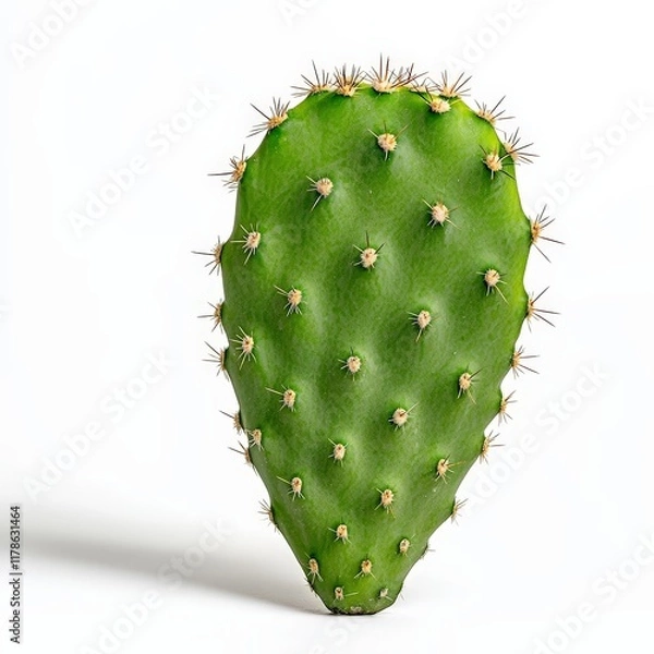 Obraz Isolated Ripe Green Nopal Cactus on White Background