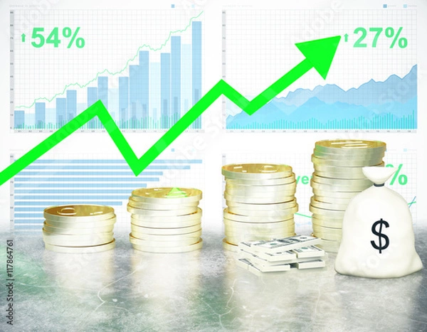 Fototapeta Growing finances on chart background