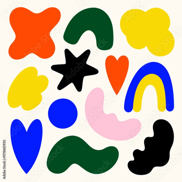 Obraz abstract shapes set of colorful splashes on white