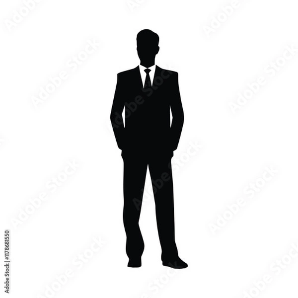 Fototapeta Minimal business man vector art silhouette
