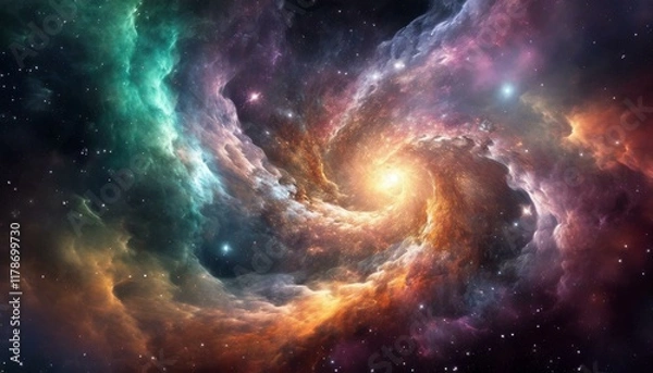 Fototapeta Vibrant Swirling Nebula in Deep Space