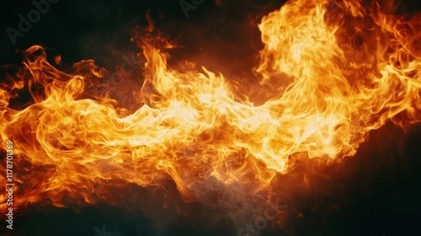 Fototapeta A dynamic representation of flames, showcasing vibrant orange and yellow hues.