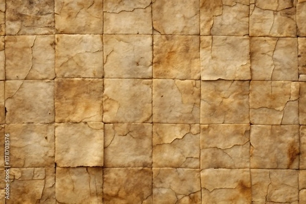 Fototapeta Aged Paper Texture Background With Square Tiles