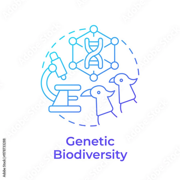 Fototapeta Genetic biodiversity blue gradient concept icon. Evolutionary biology. Genetic material diversity across species. Round shape line illustration. Abstract idea. Graphic design. Easy to use in article
