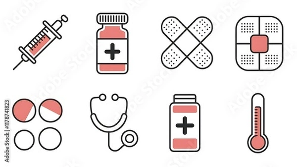 Fototapeta Medicine Icons: Simplifying Healthcare Visual Communication