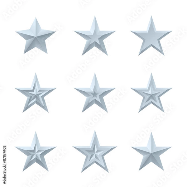 Obraz Silver star icons in different style.