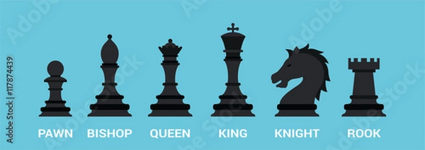 Obraz Set of named chess piece.