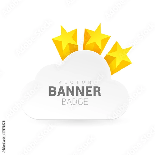 Obraz Cloud banner decorated with stars. White origami banner.