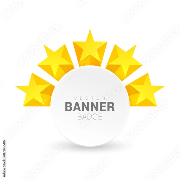 Obraz Round banner decorated with stars. White origami banner.