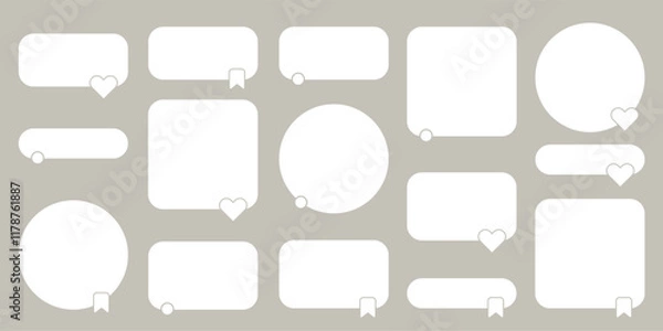 Fototapeta Customer testimonial templates, shape vector for social media featuring speech bubbles, star ratings, and user feedback icons. For review sharing.