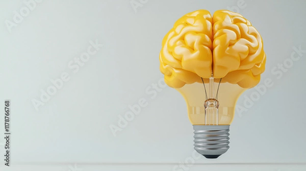 Obraz 3D human brain with bulb