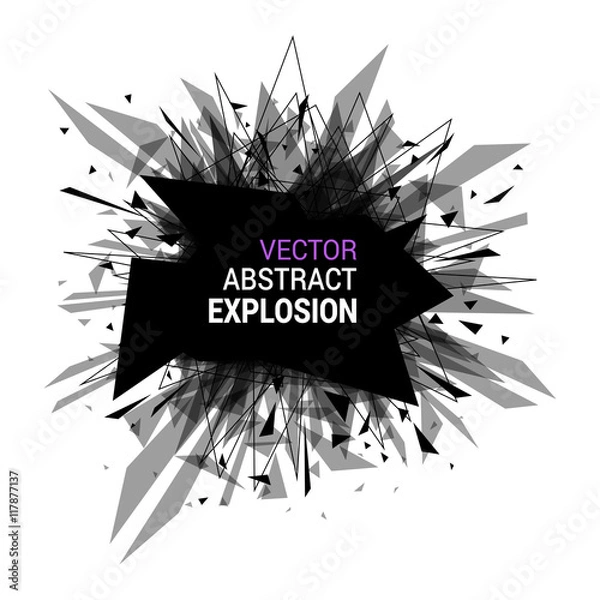 Obraz Abstract black explosion isolated on white background.