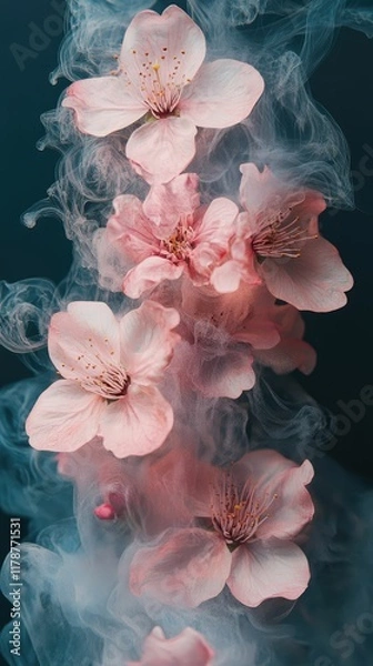 Fototapeta Flowers . They are encased in a luminous shell of purple smoke as if covered translucent .