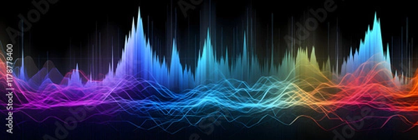 Fototapeta Abstract visualization of High-Frequency (HF) in the 600 MHz Spectrum in Vibrant Colors