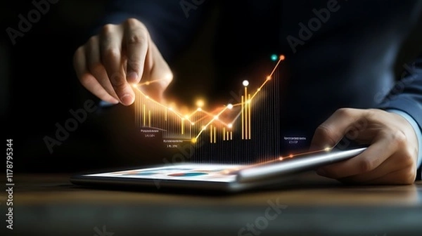 Fototapeta Businessman Analyzing Data on a Tablet