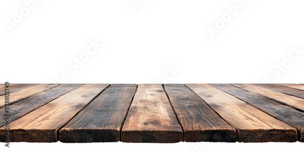 Fototapeta Old wooden table. Isolated on transparent background.