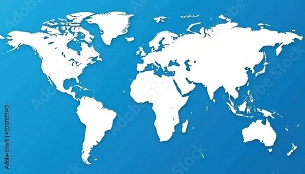 Obraz Clean blue and white world map vector illustration , abstract, eps, clean