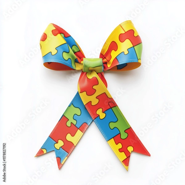 Fototapeta Puzzle piece ribbon for the world autism day