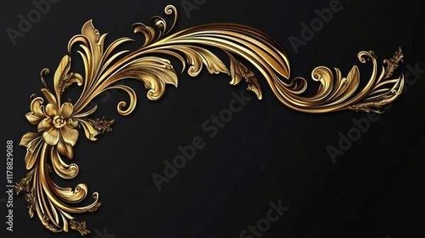 Fototapeta Modern Wavy Gold Corner Vector Art