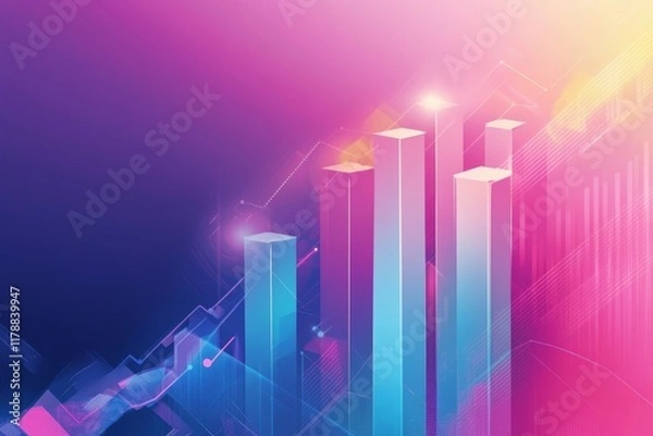 Obraz Vibrant abstract gradient background ideal for business growth concept, showcasing upward trends and modern design elements suitable for presentations.