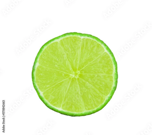 Fototapeta slice of fresh lime that were cut in half isolated on transparen png.