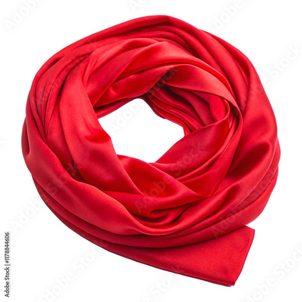 Fototapeta Vibrant Red Silk Scarf with Luxurious Glossy Sheen and Soft Folds