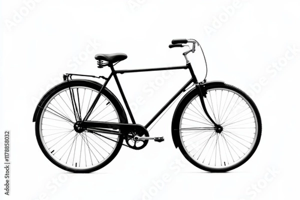 Fototapeta A sleek black bicycle on a white background, perfect for minimalist and modern design themes.
