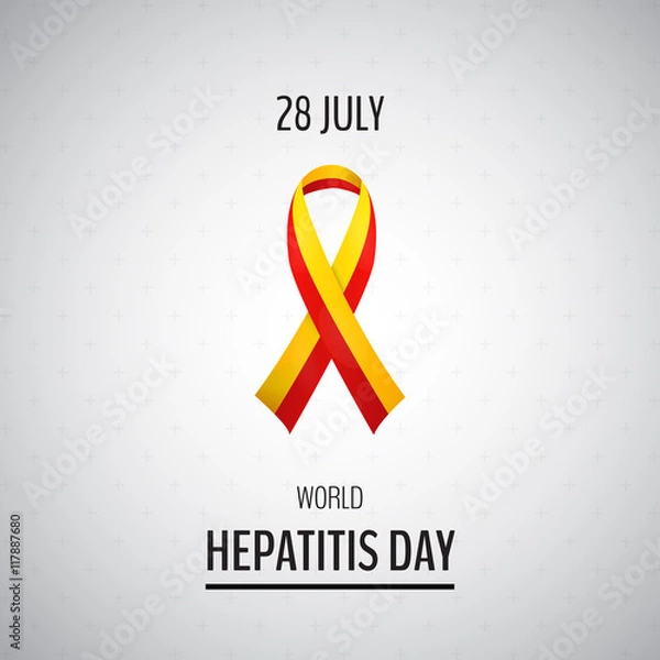 Fototapeta Vector illustration with 2 color ribbon on light background. 28 July World Hepatitis Day
