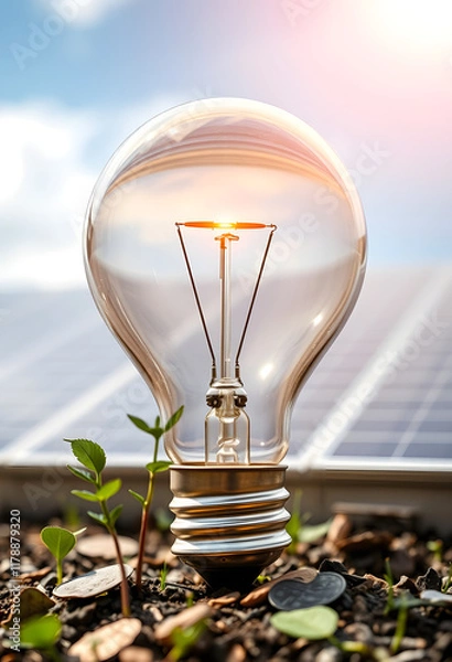 Obraz Business finance and saving power. new idea solar energy with accounting concept, close-up, with white tones