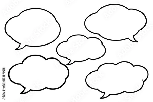 Fototapeta Empty speech bubble and cloud vector illustrations for creative use.
