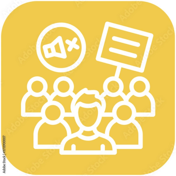 Fototapeta Silent Protest vector icon illustration of Protesting and Civil Disobedience iconset.