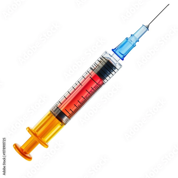 Fototapeta 3d rendering icon syringe illustration PNG. cartoon minimal style on transparent isolated background.