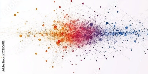 Fototapeta Abstract Data Network Visualization with Colorful Points and Connecting Lines in Modern Space Room