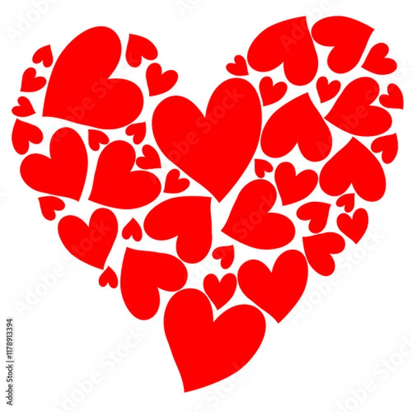 Obraz Cute Valentine Red Hearts Vector