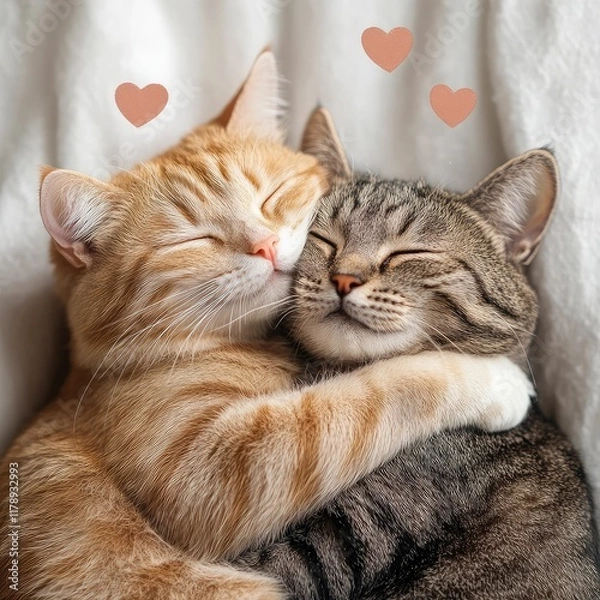 Obraz 
two cute kittens kissing