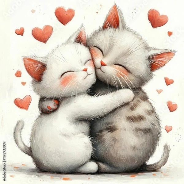 Obraz 
two cute kittens kissing
