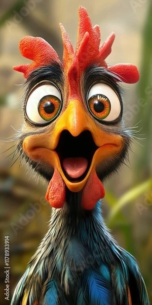 Obraz Surprised rooster close-up 